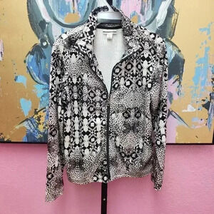 Mirror Image Black and White Shimmery Zip Front Jacket